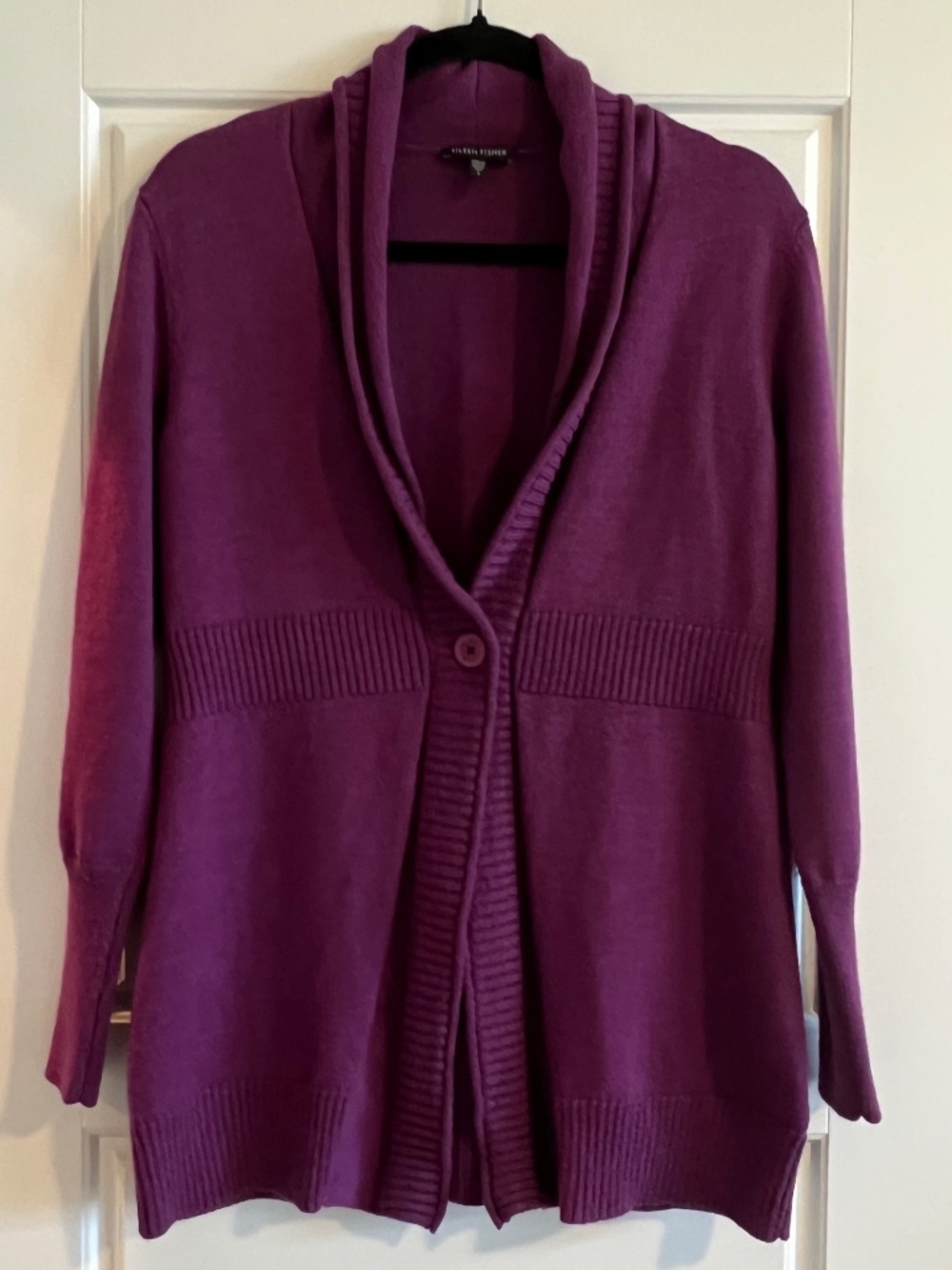 Eileen Fisher Plum Purple Open Front Cardigan Sweater Size S